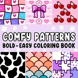COMFY PATTERNS Bold-easy Coloring Book for Adults Teens Cute Cartoon Drawing Book Perfect Gift for Party and Birthday