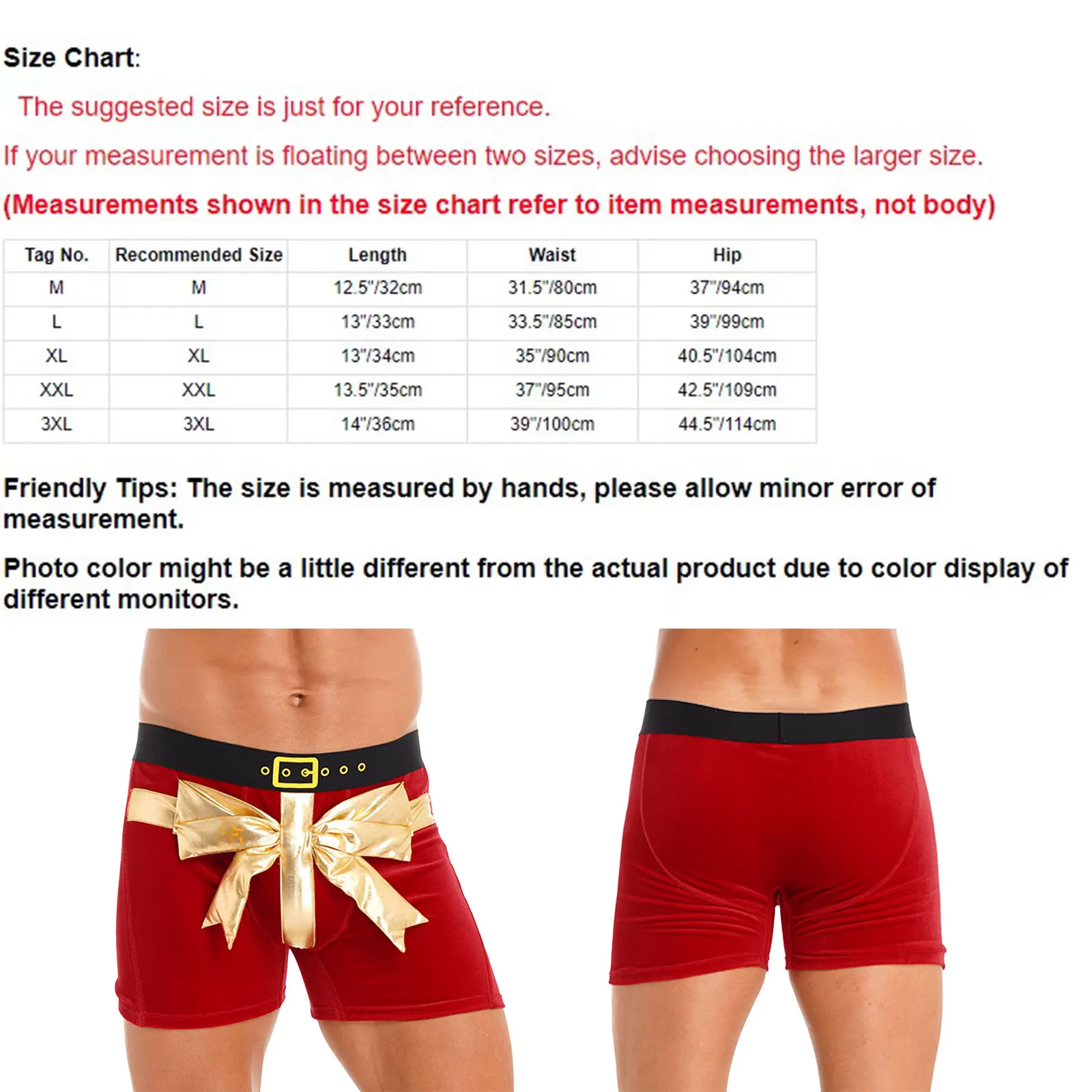 Mens Bowknot Velvet Boxer Brief Christmas Holiday Santa Claus Theme Party Costume Funny Wide Elastic Waistband Shorts Underwear