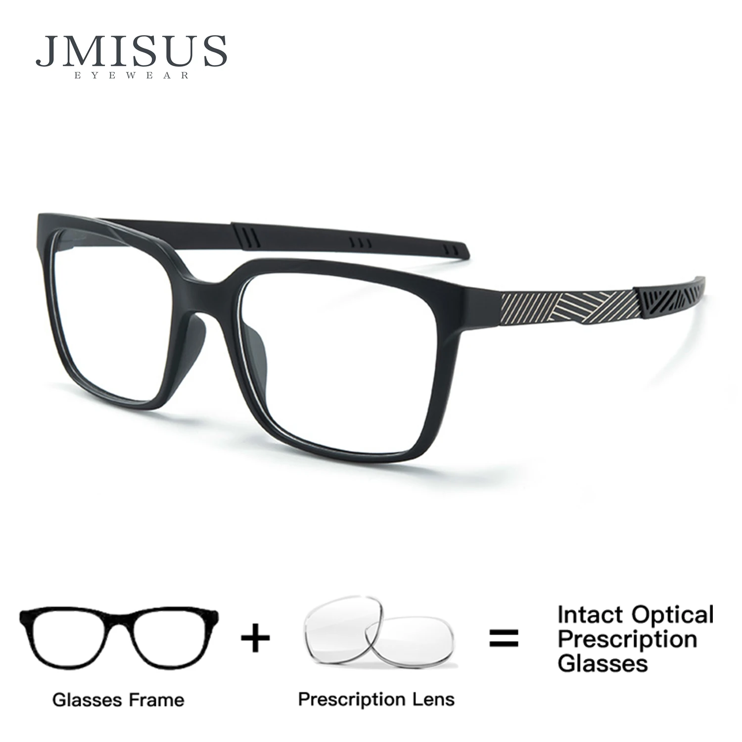 JMISUS gafas deportivas ópticas graduadas cuadradas para hombres y mujeres montura ligera TR90 elija lentes polarizadas o fotocromáticas