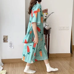 Plus Size 5XL Summer Nightdress Short Sleeve Nightgown Vintage Dress Casual Loose Homewear Lady Comfortable Sleepdress