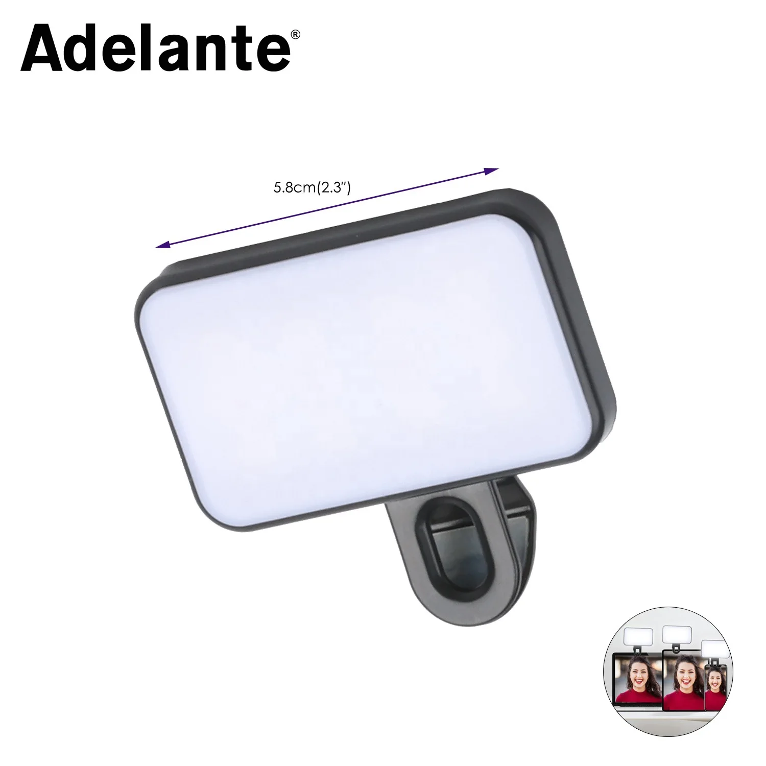 Portátil Mini Selfie Fill Luz, Recarregável, Brilho Ajustável, Clip On, Telefone Móvel, Decoração Do Computador, 3 Modos