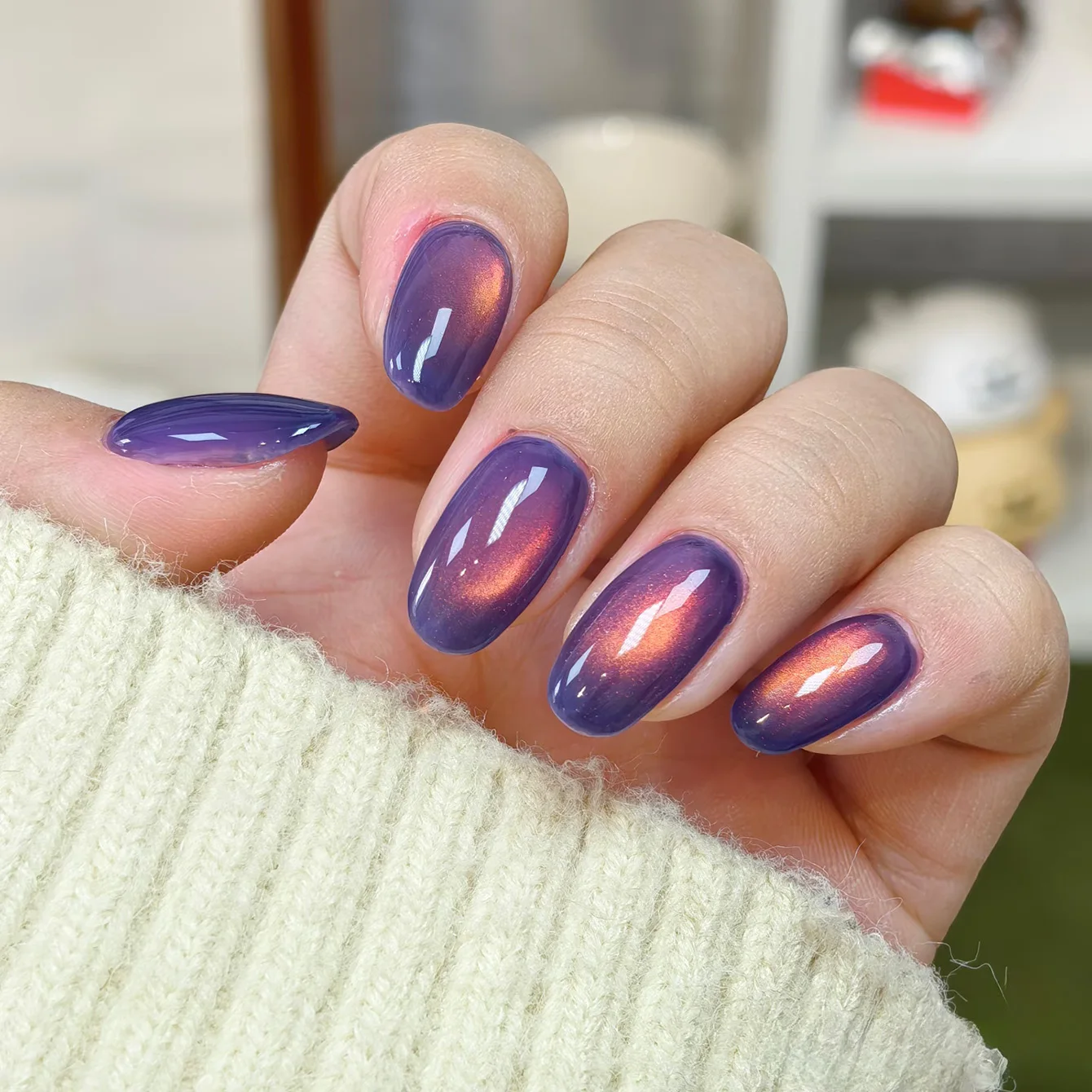 1 قطعة WS الخريف الشتاء العنبر الذهب الأرجواني كريستال زجاج حبة القط العين هلام مسمار البولندية صالون الأظافر مسمار ملصقات الأظافر لوازم #2