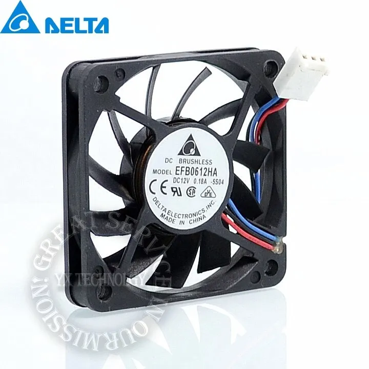 

For Delta EFB0612HA 6010 12V 0.18A 6CM 60MM 3-Wire Speed Durability Ball Bearing Cooling Fan 60*60*10MM