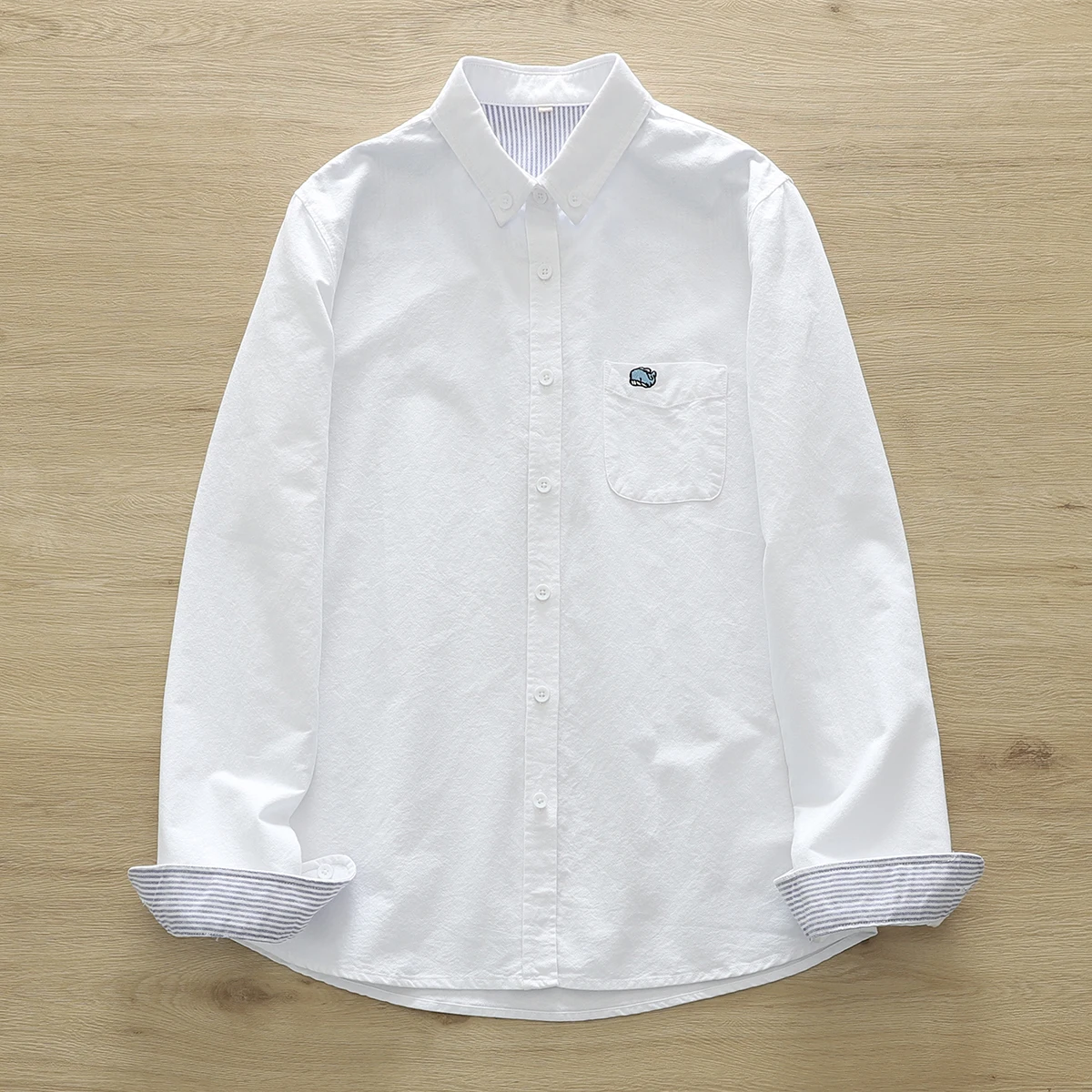 

High Quality Women 100% Cotton Blouse Shirt Cotton Oxford Spinning Embroidered Shirt Women's Long Sleeve OL Simple Bottom Tops