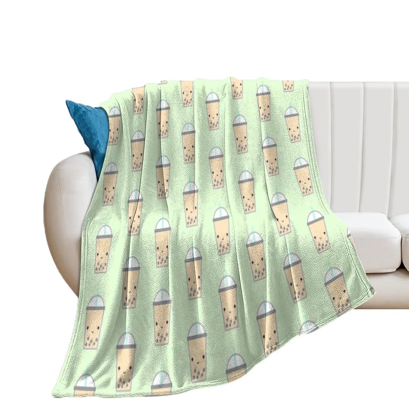 

Cute Bubble Tea (Boba) Throw Blanket Soft Beds Moving Blankets