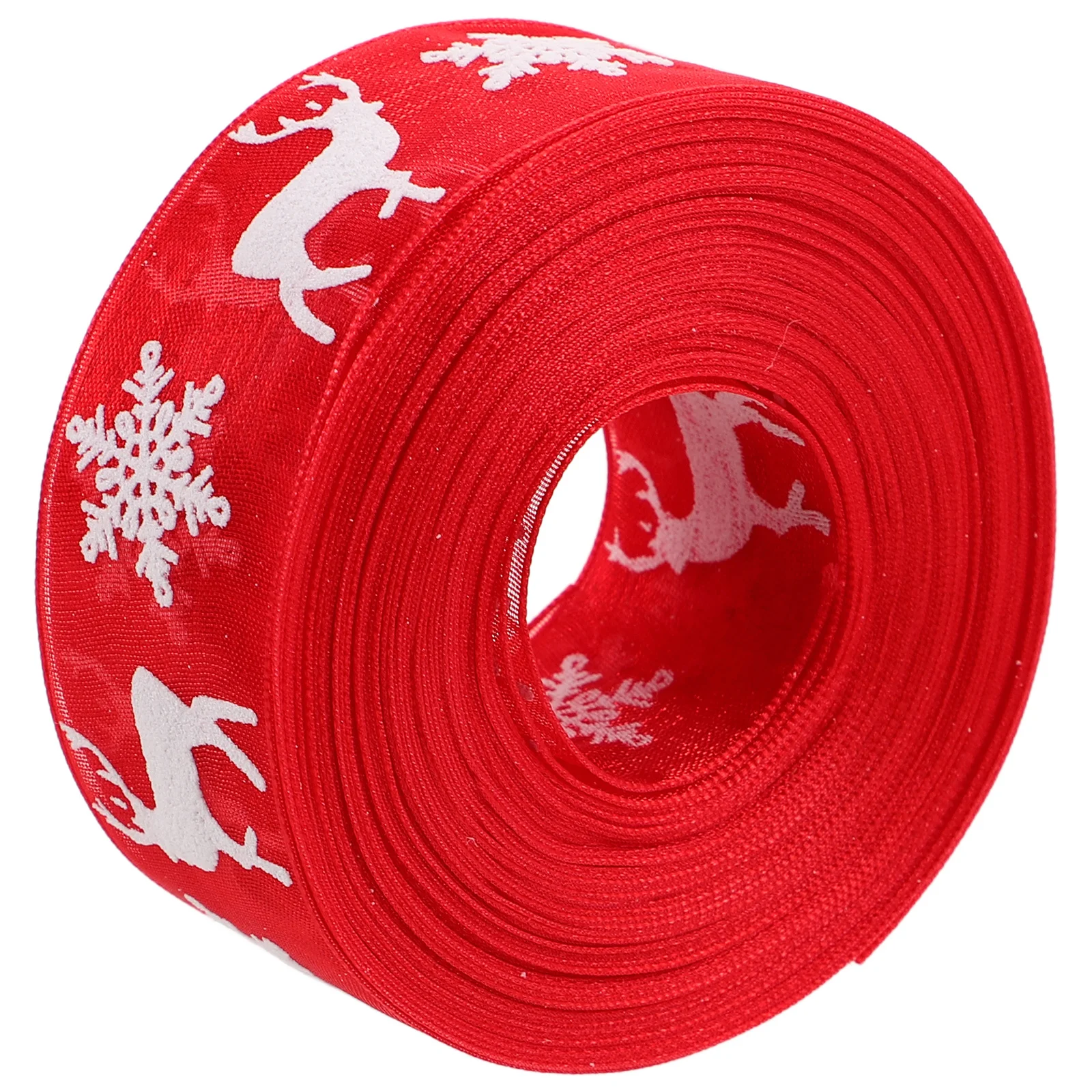 

1 Roll Christmas Ribbon Snowflake Deer Pattern Red Polyester Ribbon Durable Washable for Gift Wrapping Wedding Party Decor Craft