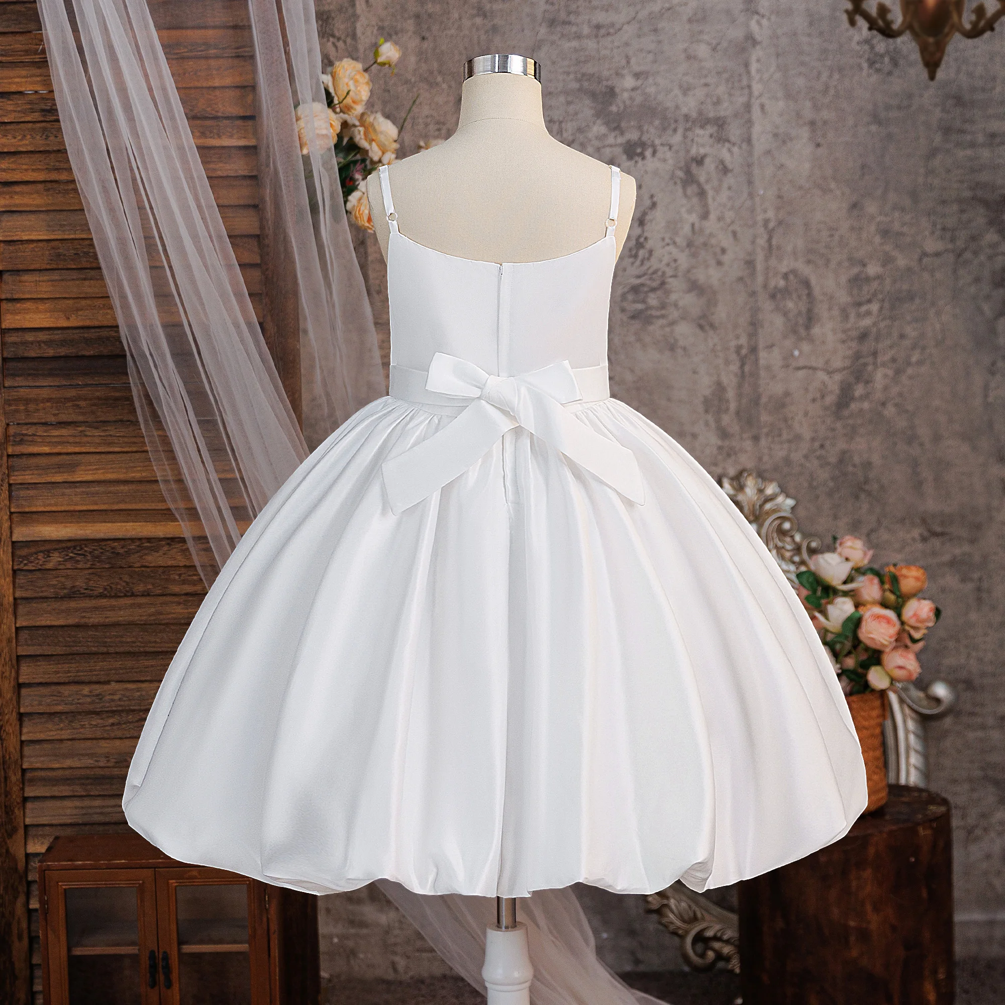 Summer Baptism Party Girls Dress Elegant Wedding Bridesmaid Birthday Banquet Prom Dress Girl First Communion Evening Kids Clothe
