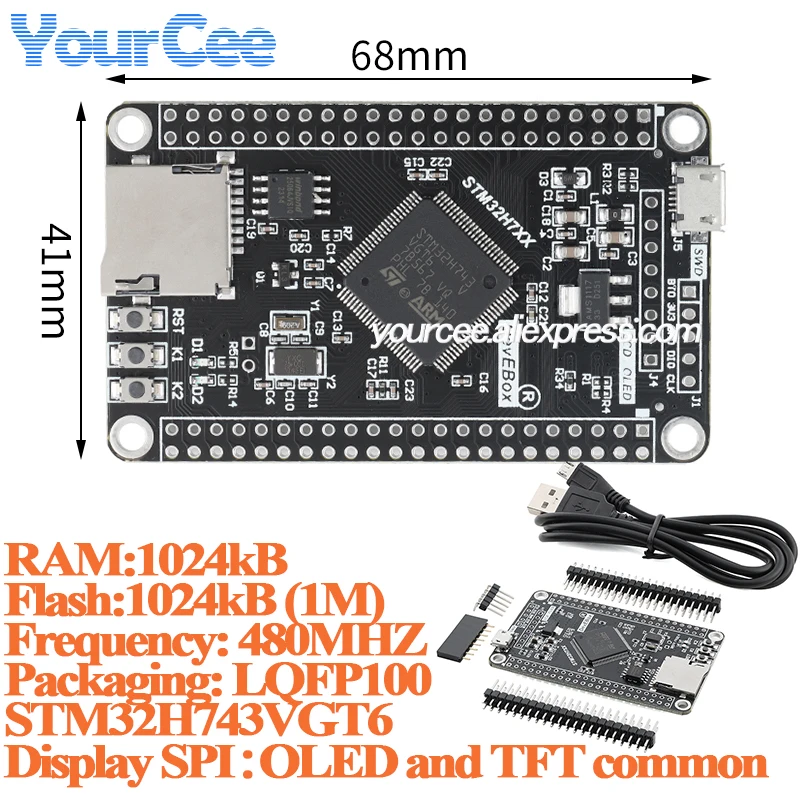STM32H743VGT6 480MHz Main Frequency ARM STM32 1024kB 1M RAM Flash Development System Blearning Core System Board Module