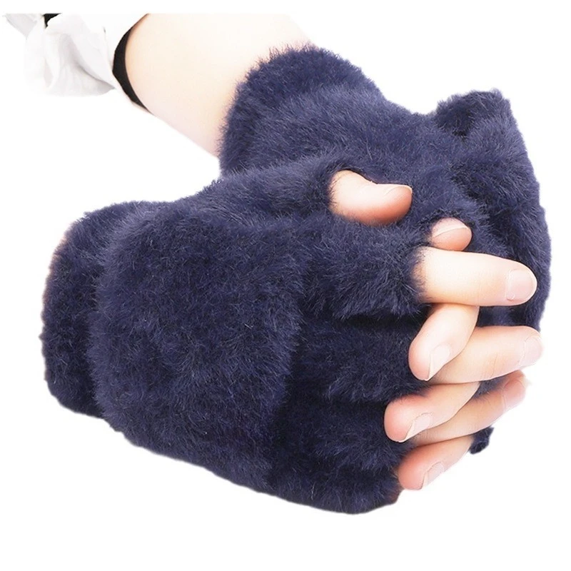 قفازات الشتاء الحرارية القطيفة القابلة للتحويل الوجه الأعلى أصابع الباردة والدليل على للجنسين النساء متماسكة شاشة تعمل باللمس أصابع الإحساس الفيروسي