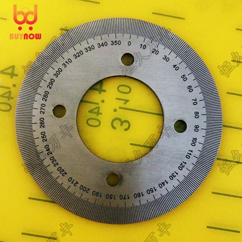 

Diameter:60mm inner hole:25mm thickness:2mm 360 degree Ultra small dial scale Stainless steel disc