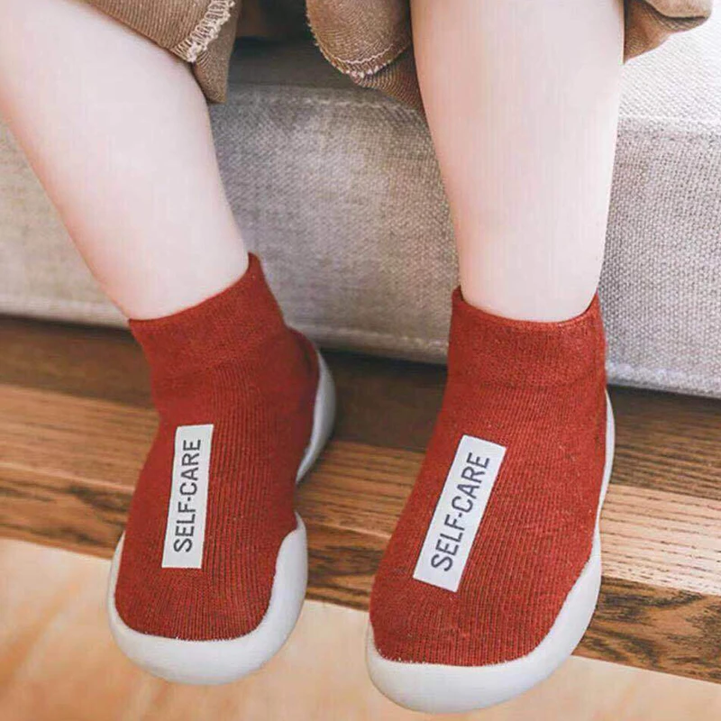 Unisex Baby Shoes First Shoes Baby Walkers Toddler First Walker Baby Girl Kids Soft Rubber Sole Baby Shoe Knit Booties Anti-slip