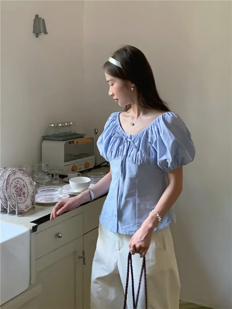 Blusa holgada de chifón para mujer, camisa elegante de manga larga, color blanco, Estilo Vintage, para verano y primavera