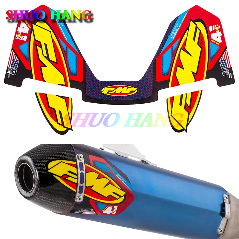 FMF TITANIUM POWERCORE 2.1 4.1 NEW DESIGN EXHAUST Apex Muffler Pipe Racing Motocross ATV Quad STICKERS Car Accessories Sports