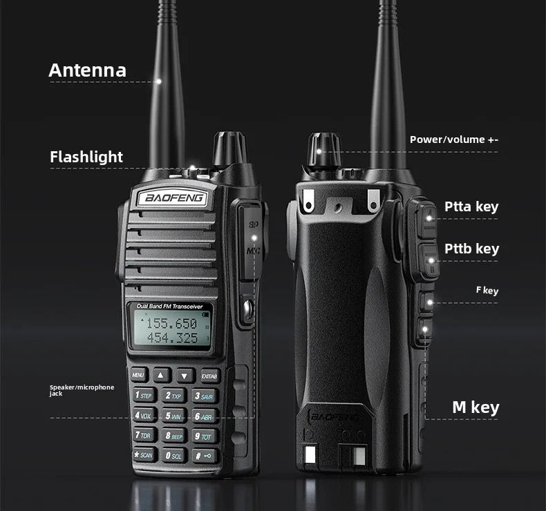 Baofeng BF-UV82 Handheld Walkie-Talkie Upgrade of UV5R, Dual-Band Dual Standby with Dual PTT Buttons view 5