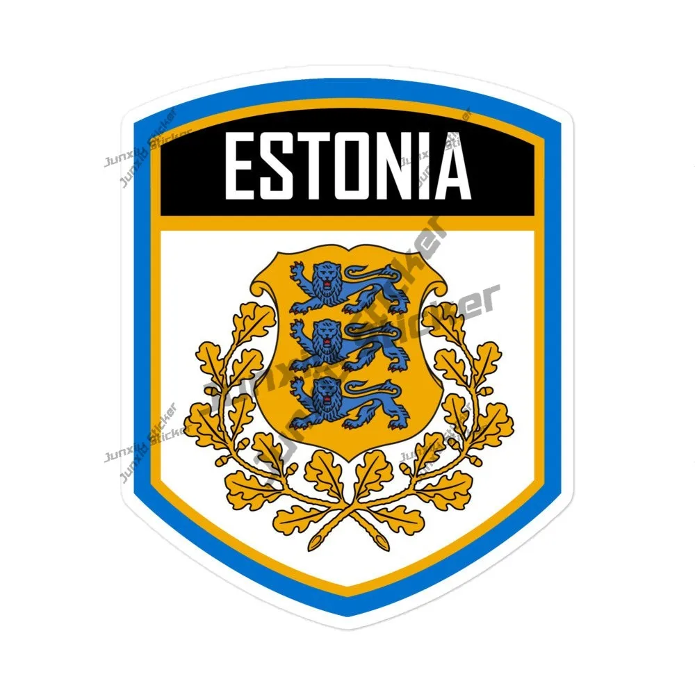 

Estonia Coat Of Arms Emblem Vinyl Stickers Tallinn Estonian Stripe Flag Fist Hand Uv Protected Decal For Car Suv Laptop Book