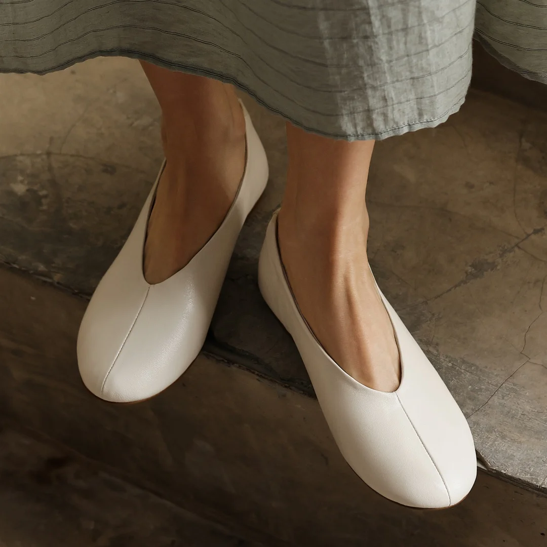 danxuefei plus size 34-42 women's sheepskin round toe slip-on ballet flats high quality soft comfort casual female ballerians