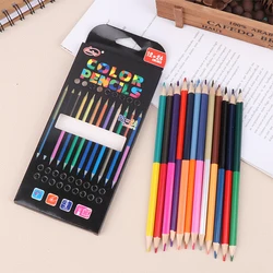 12Pcs Rainbow Pencil Two-color Core Pencil Stationery Graffiti Drawing Painting Tool Office School Art Painting Supplies