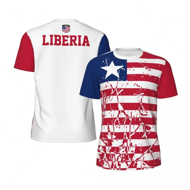 Liberia Flag 3D Printed Jersey Summer Fashion Short Sleeve Casual Mens Sports T Shirt Quick Dry Breathable Football T-shirts