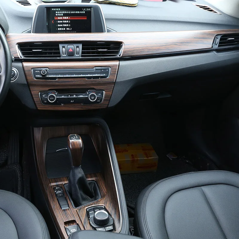 لسيارات BMW X1 X2 F47 F48 2016-2022 ABS خشب الصنوبر الحبوب سيارة مركز لوحة التحكم عجلة القيادة باب الكسوة ملصق اكسسوارات السيارات #3