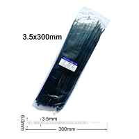100Pcs 3.5mm X 300mm Black Cable Ties,Self-Locking Nylon Tie,Plastic Fastening Rings Zip Straps