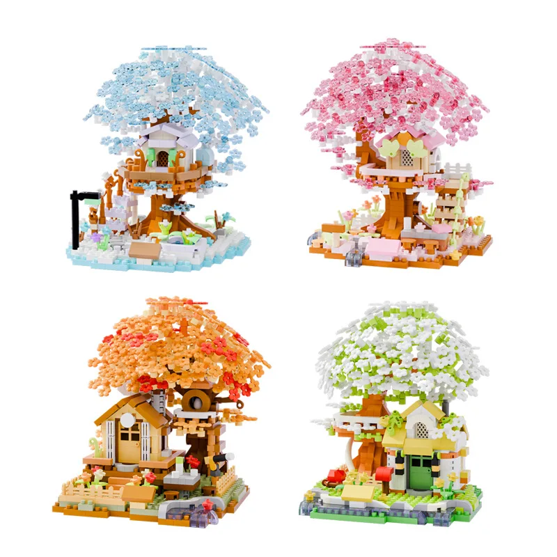 Fiori Albero Moc Costruttore Set Micro Building Blocks Fai da te Bambini Puzzle Assemblare Giocattoli Ragazze Modello Mattoni Set per bambini Kit Giocattolo