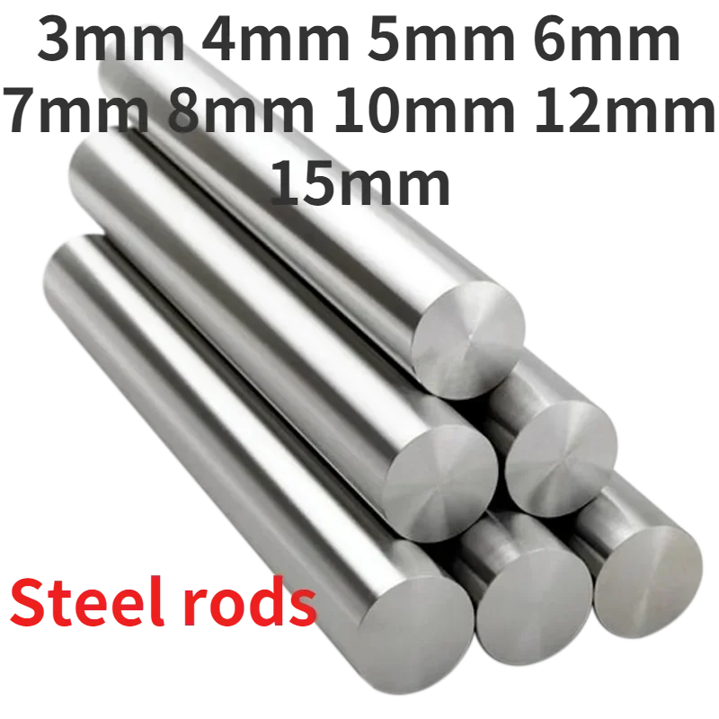 10pcs Stainless Steel Rod Bar 3mm 4mm 5mm 6mm 7mm 8mm 10mm 12mm 15mm Linear Shaft Metric Round Bars Ground Stock 100mm 304 Steel