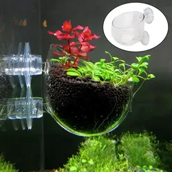 Aquarium Decoration Hanging Fish Tank Mini Crystal Acrylic Glass Pot Polka Water Planting Cylinder Cup Feeding Accessories