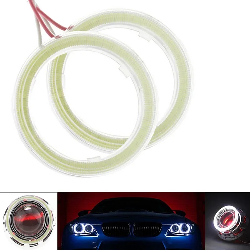 2pcs Car Headlight Cob Aperture Angel Eye Lights LED COB White Light 60/70/80/90/100/110/120mm Motorcycle Moto Auto Lamps