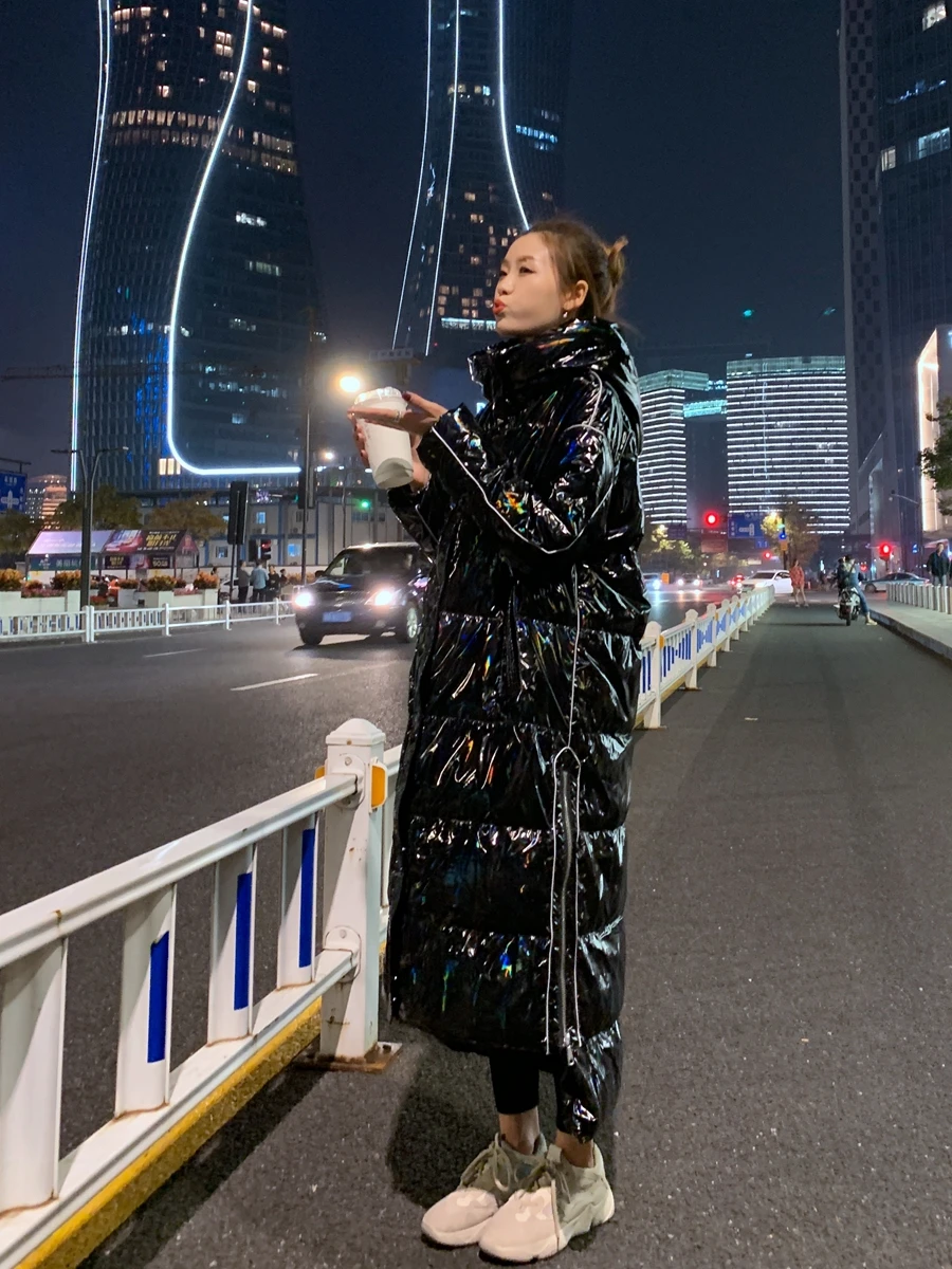 Extreme Clenge Gonz Damen Daunenjacke 2025, neue Thiened Laser Bright Surface Mittellange Overknee-Oberbekleidung