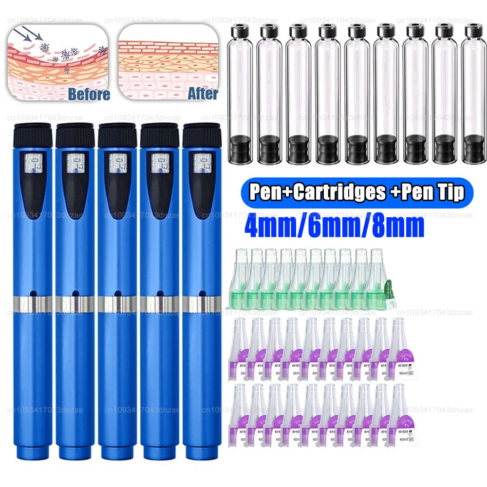 Magic Pen Injection Pen Kit 3ml Empty Cartridges Cassette Bottle 4/6/8mm Pen Tip Sterile Individual Packaging for Lilly Insulin