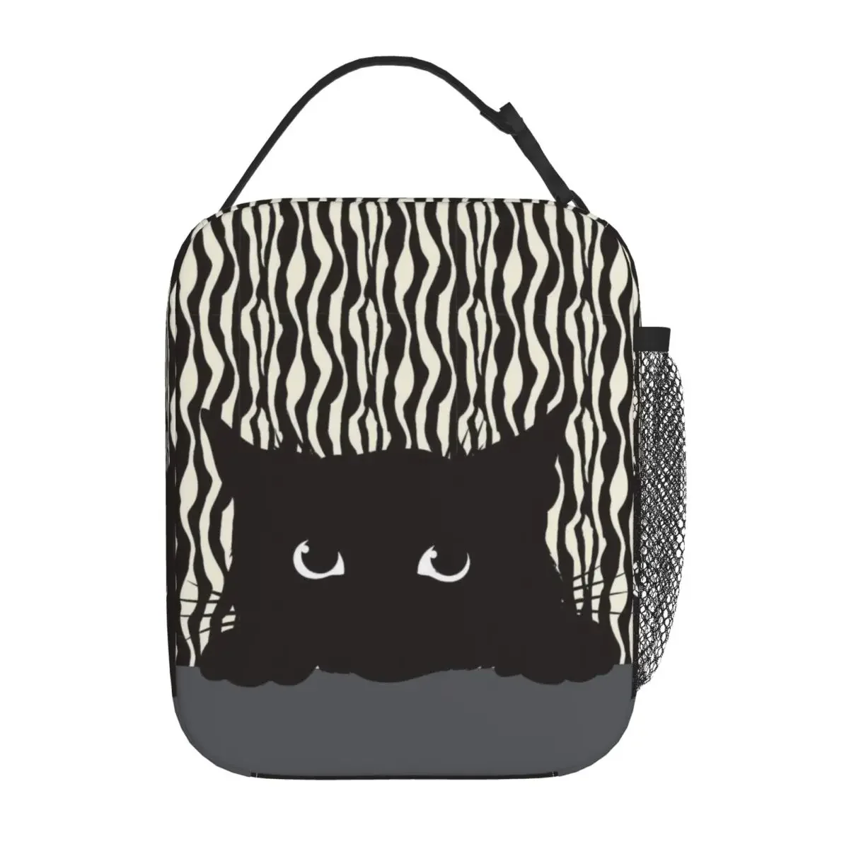 

Peeking Black Cat Insulated Lunch Bags Cooler Lunch Container Leakproof Tote Lunch Box Men Women Office Picnic