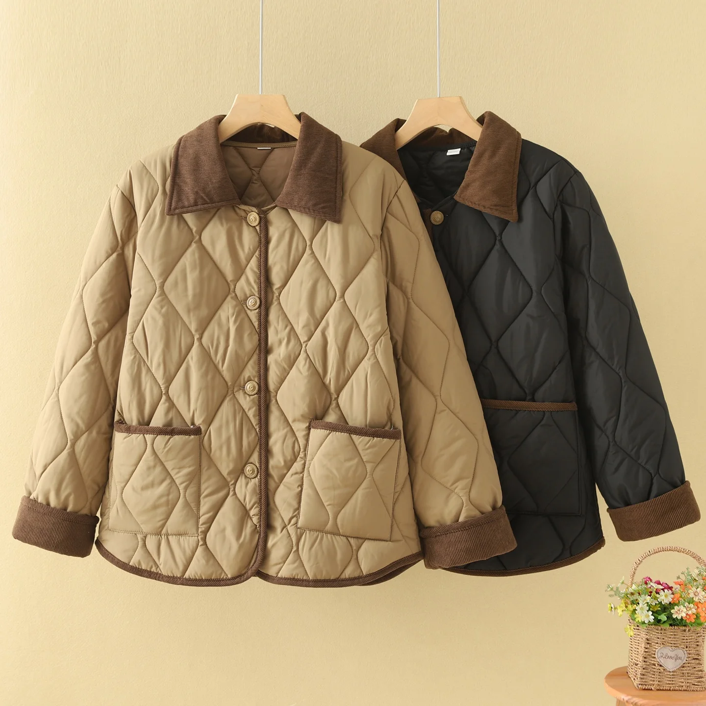 

Легкая хлопковая куртка Color Blo Design, женская зимняя корейская стеганая куртка, утепленная хлопковая верхняя одежда