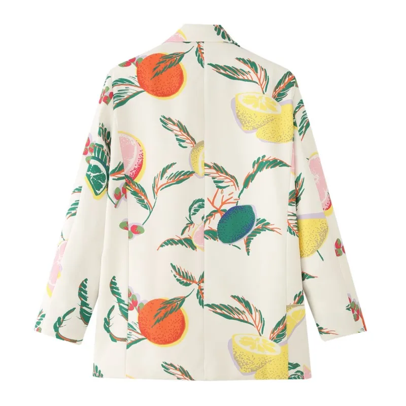 Set Dua Potong Wanita Musim Gugur 2025, Motif Buah Elegan, Skort & Blazer Kasual, Pakaian Stylish Cocok untuk Kantor dan Kegunaan Sehari-hari
