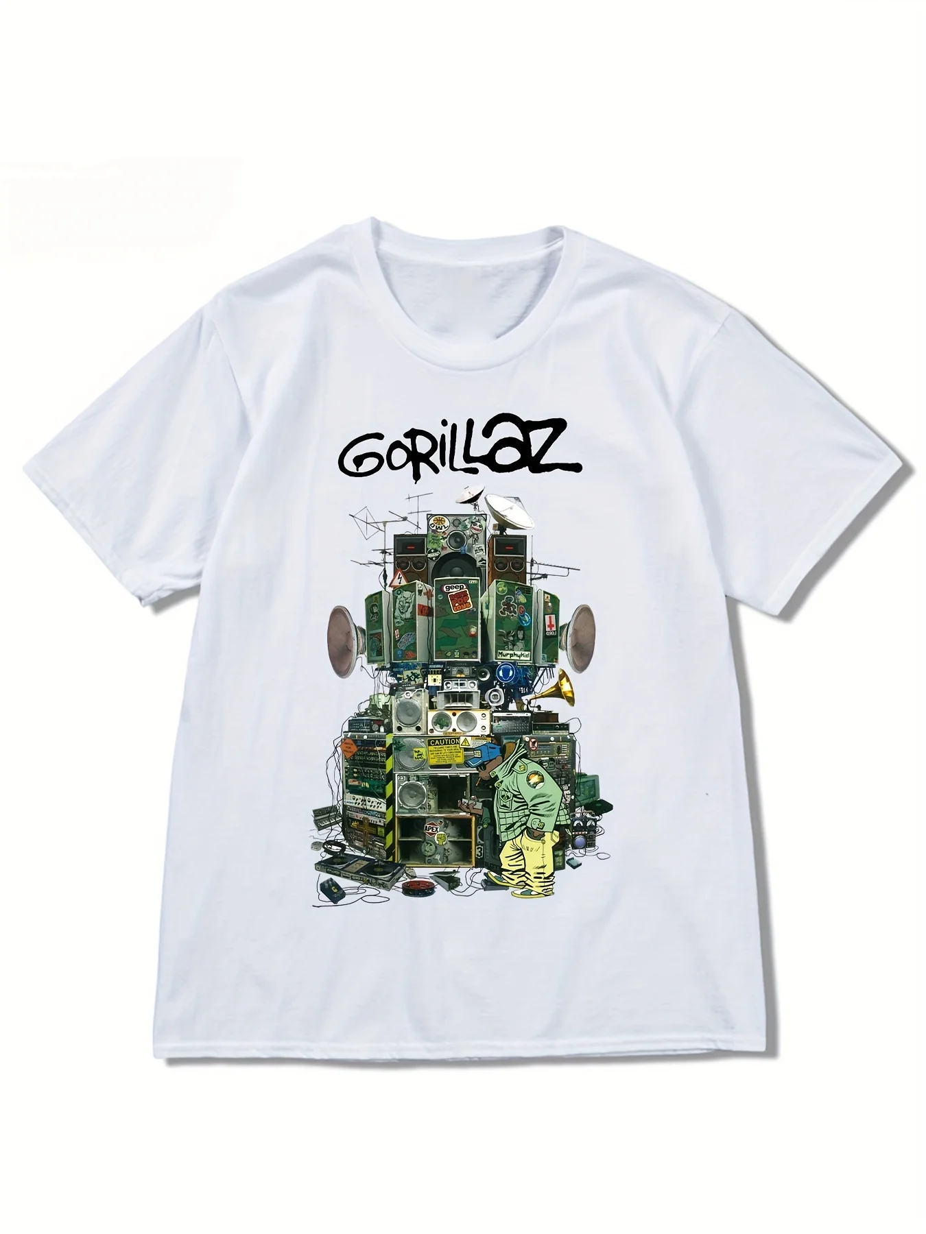 Graphic Gorillaz Tee Comfy Stretchy Short Sleeve T-Shirt for Summer Casual Daily Fashion Trendy Women's Clothing