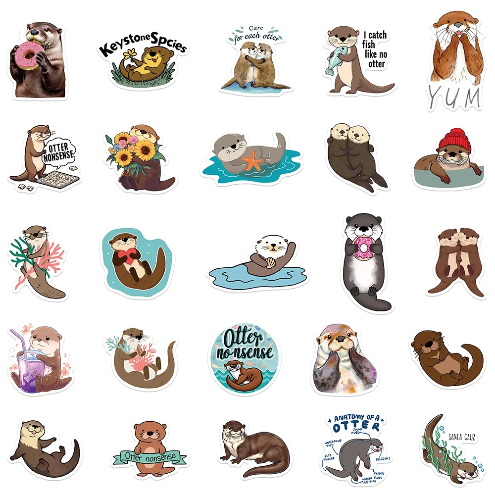 10/30/50 Stuks Kawaii Cartoon Dieren Otter Sticker Schattige Graffiti Decoratieve Bril Case Plakboek Waterdicht Sticker Kinderen Speelgoed