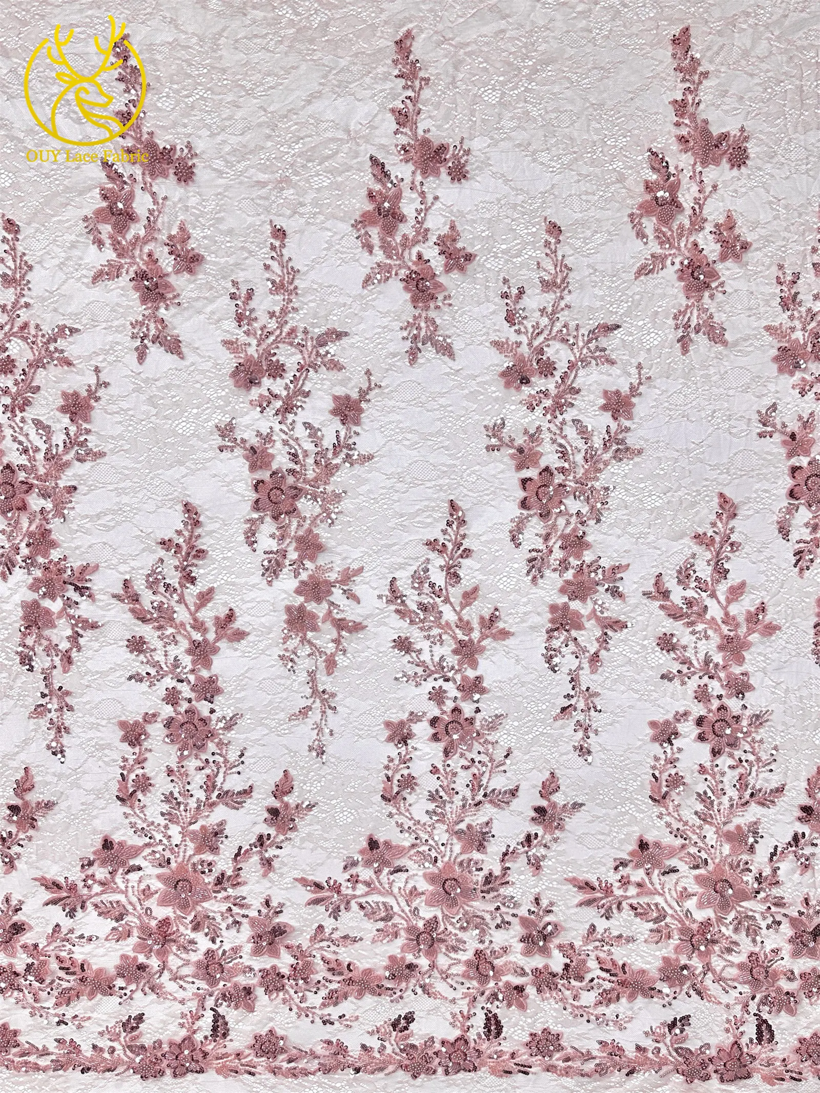 2026 Eleganter afrikanischer Perlen-Bräutigam-bestickter Spitzenstoff, 5 Yards, nigerianischer französischer Pailletten-Spitzenstoff zum Nähen von Hochzeitskleidern – Detail 6