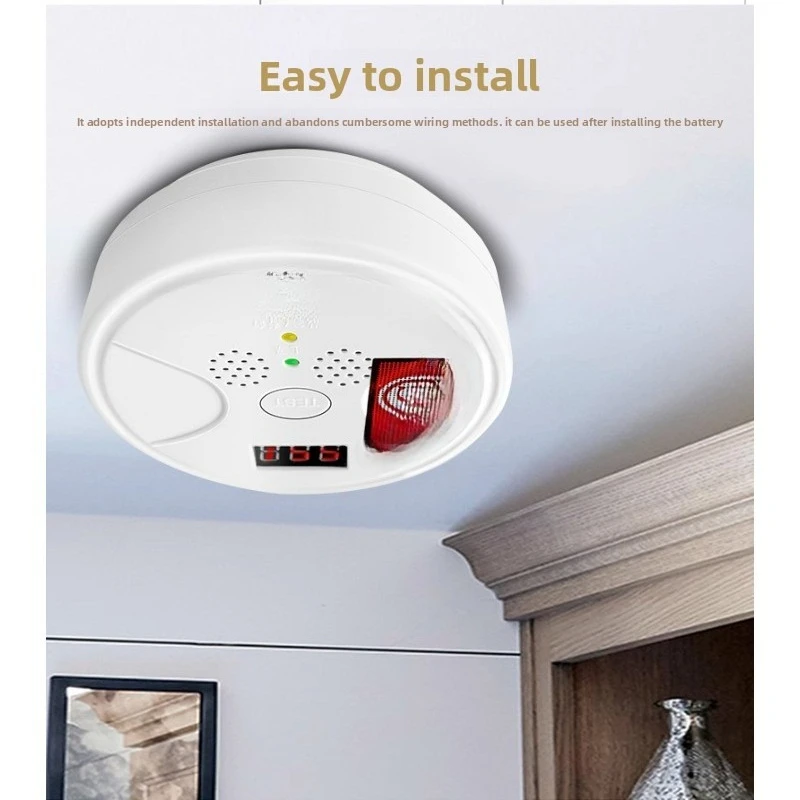 إنذار أول أكسيد الكربون للاستخدام المنزلي وكاشف ثاني أكسيد الكربون للتدفئة الداخلية - يكتشف دخان الفحم على شكل قرص العسل وتسرب ثاني أكسيد الكربون المتصل بالفحم