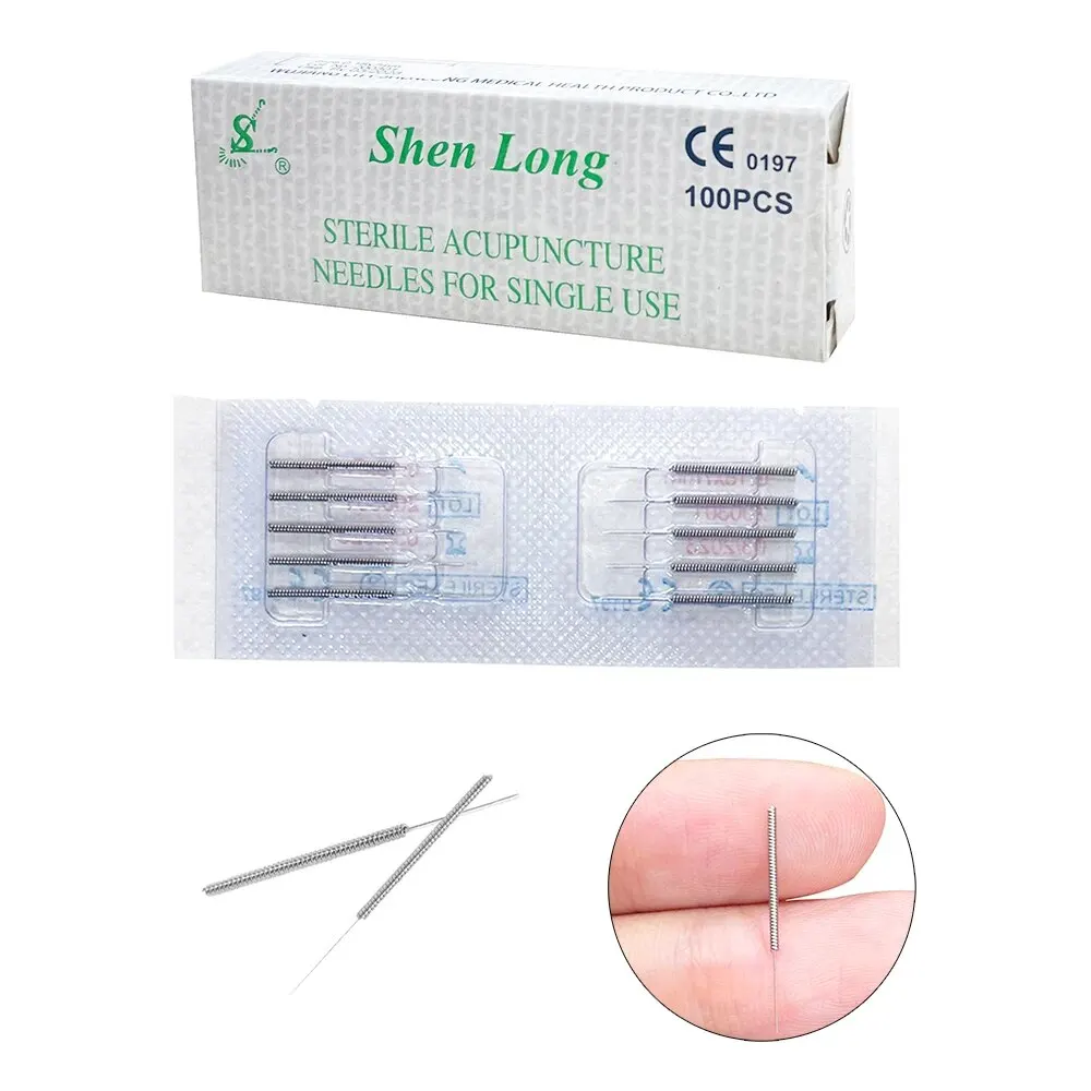 SHENLONG 100 PCS Disposable Sterility Handle Needles Sujok Needles 0.18X7mm Acupuncture Needle Dry Needling Acupoint Health