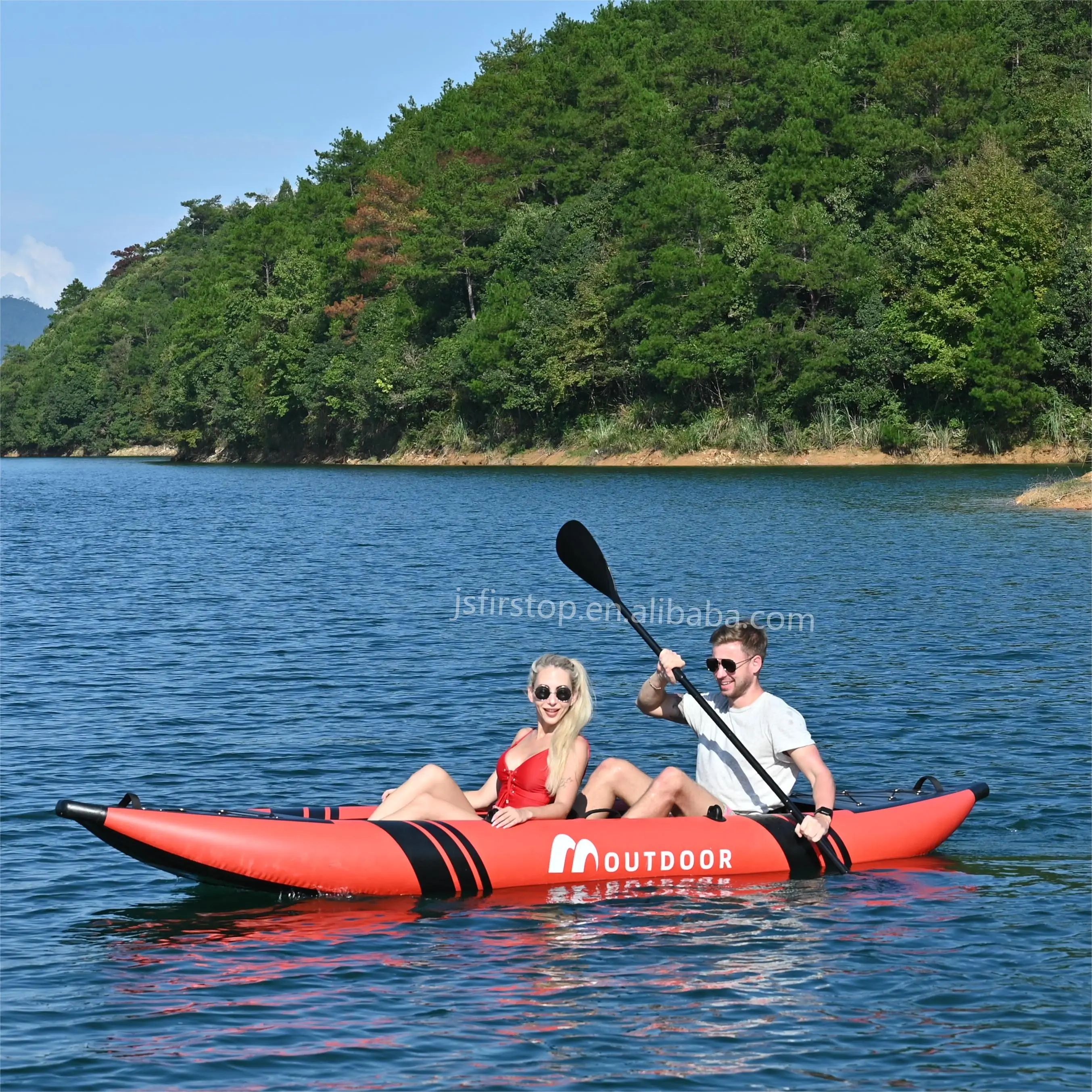 Kayak inflable tándem de PVC, bote de remos inflable para pesca al aire libre, venta al por mayor