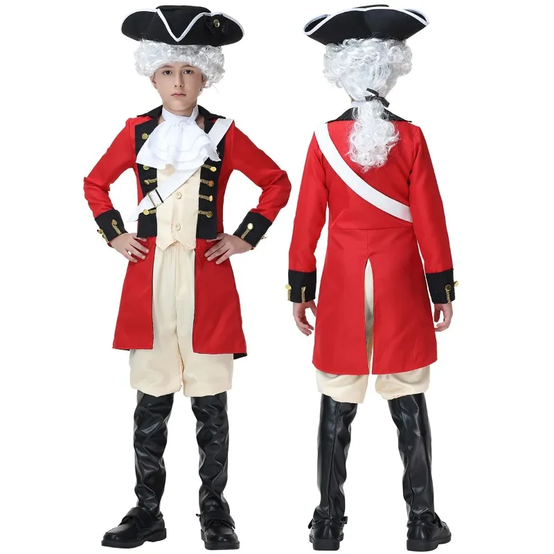 Vintage British Army Officer Uniform Adult & Kid Matching Set 18C Colonial Halloween Fancy Dress Cosplay view 4