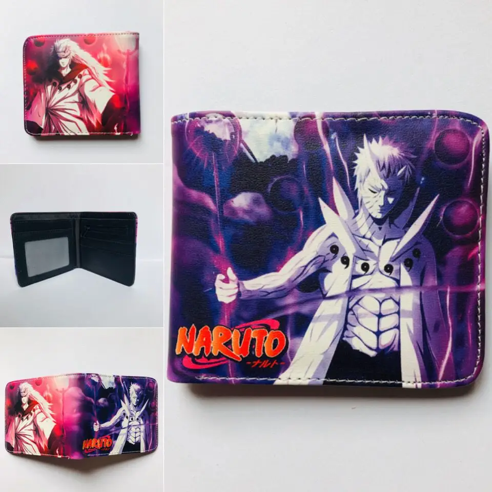 アニメNARUTO-ナルト-漫画の短いpuレザーウォレット,2つ折りの財布