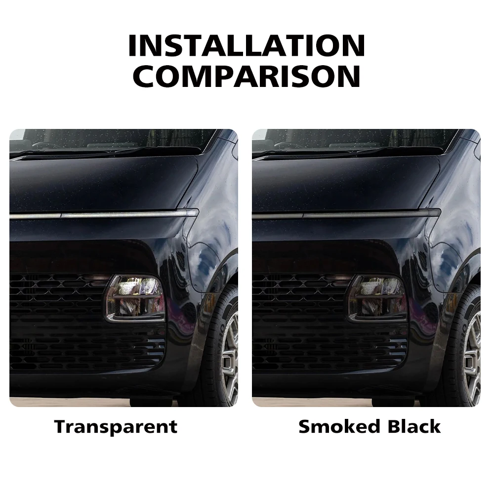 Premium High-Gloss Smoke Black TPU Headlight Protection Film for Hyundai Staria Load 2021-2026 Pre-Cut PPF Anti-Scratch Film