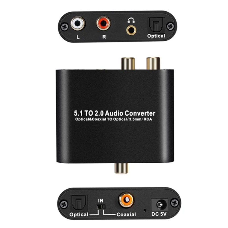 Audio Extractor 5.1 Digital Audio Converter Decoder Splitter Audio Extractor Expander Stereo Extractor 3.5Mm Jack Cable Durable