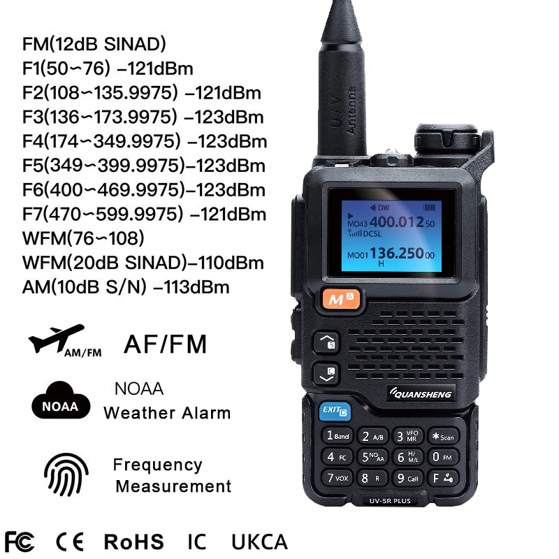 Quansheng UV5Rplus walkie-talkie วงดนตรีเต็มรูปแบบวงดนตรีการบินมือถือกลางแจ้งอัตโนมัติปุ่มเดียวความถี่จับคู่ Go On Road TR