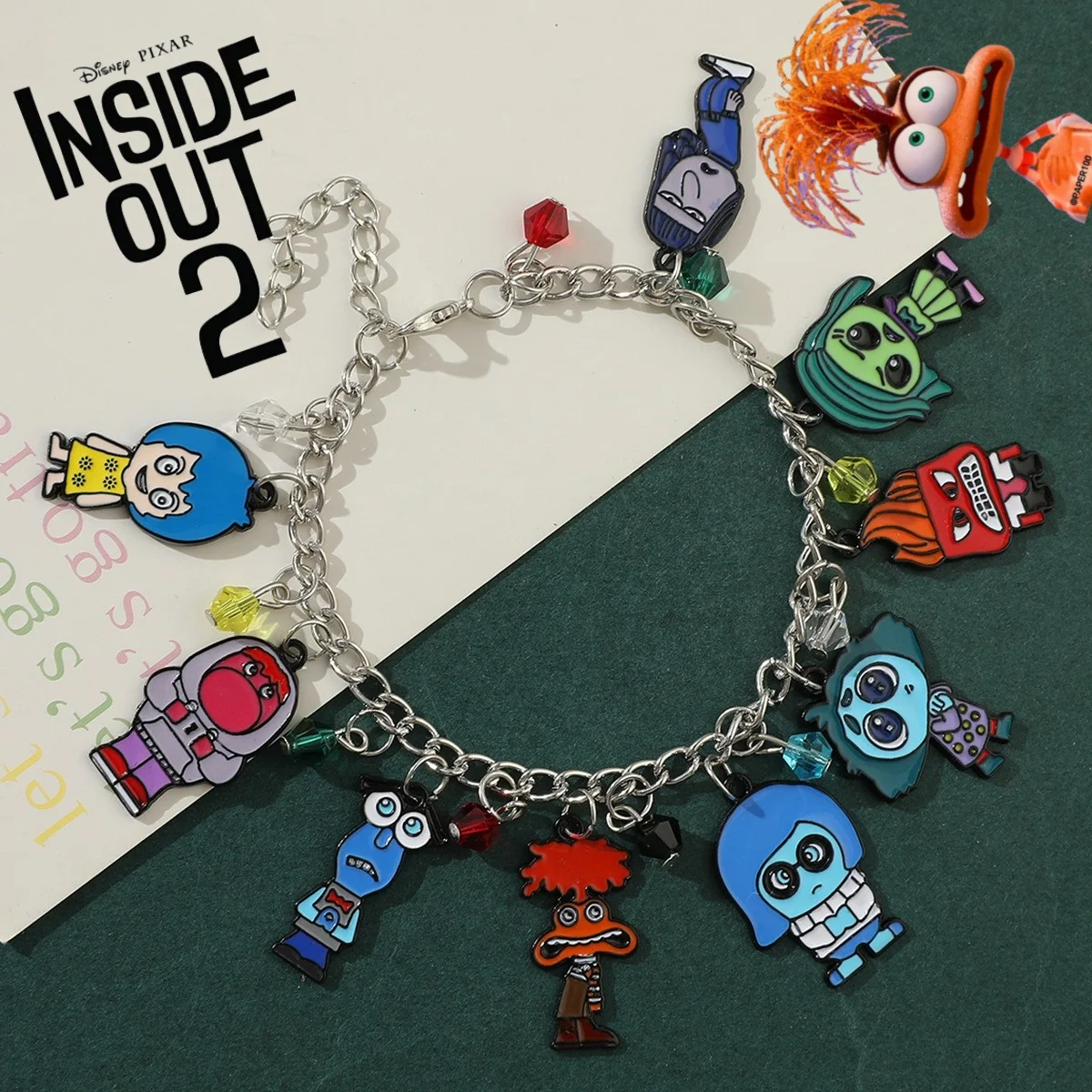 

Hot Disney Selling Kawaii Anime Inside Out 2 Jewelry Bracelet Alloy Drip Oil Pendant Cartoon Figure Bracelet Girlfriend Gifts