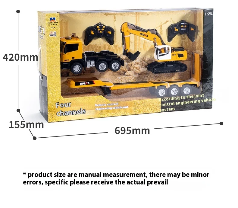 Large remote control engineering vehicle excavator semi-trailer flatbed trailer transport truck truck boy holiday gift toy