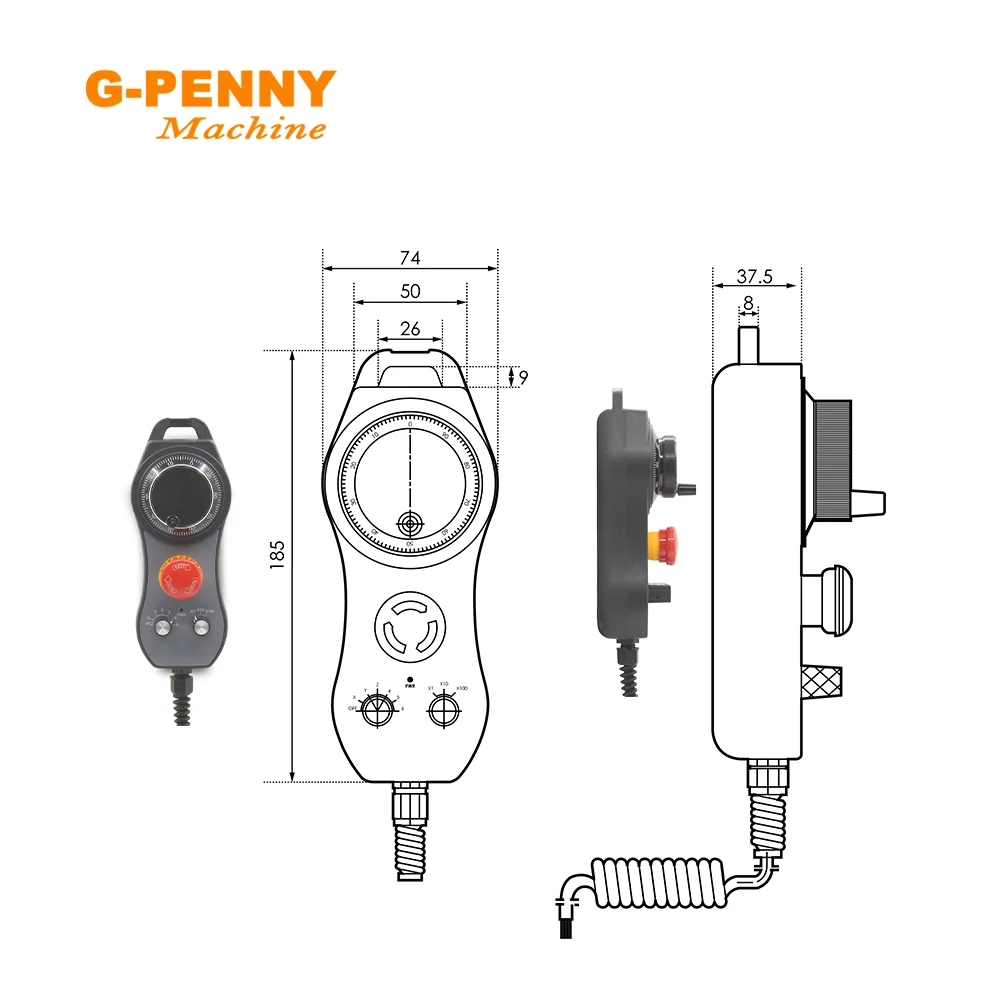 HandWheel 6 axis CNC MPG Pendant Hand wheel 100 pulse 5v & Emergency Stop CNC Router HandWheel