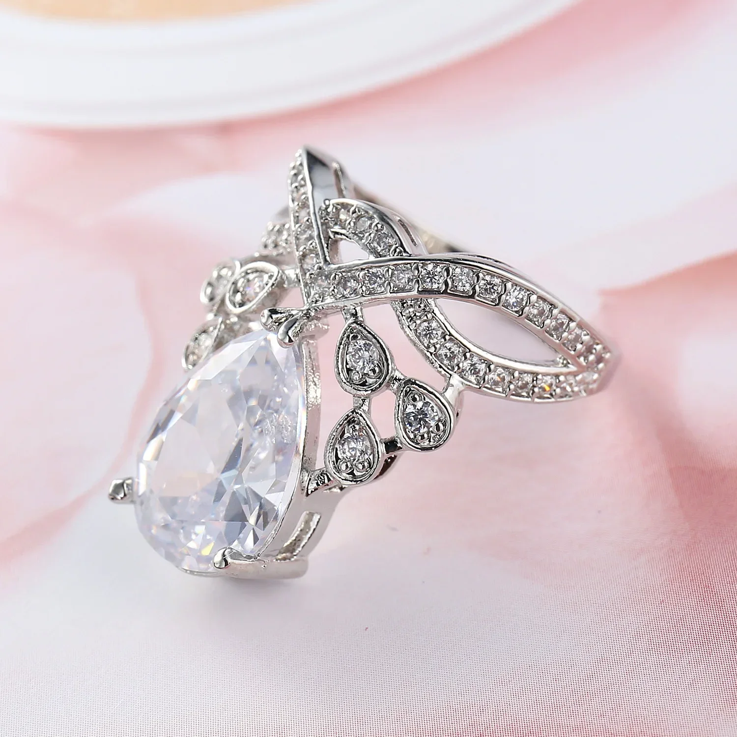 SODROV Luxury Multi Color Dove Egg Zircon Ring Engagement Wedding Jewelry