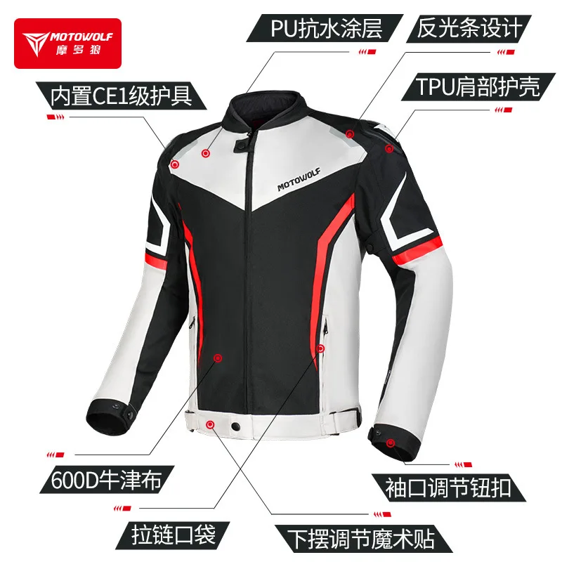 Reflective Motorcycle Jacket Winter Warm Windproof Motorcycle Riding Jacket Detachable CE Protective Gear Waterproof Riding Suit