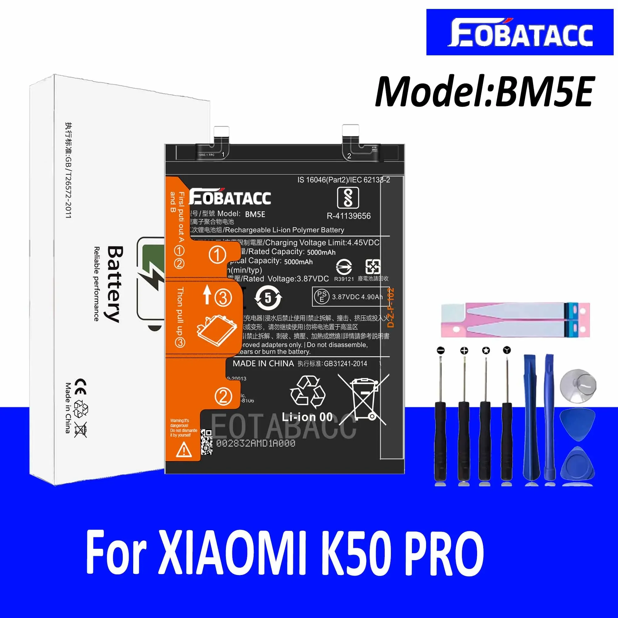 

EOTABACC 100% New Original Battery BM5E For XIAOMI K50 PRO Battery +Tools